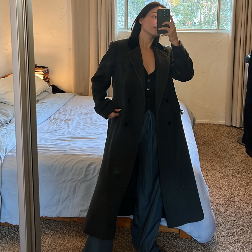 Vintage WOOL dark grey coat - Picture 2 of 9